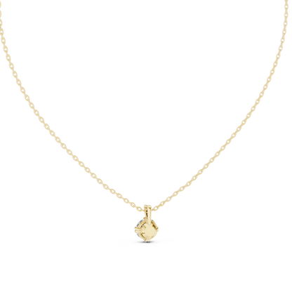 Round Cut Diamond Pendant In 14k Yellow Gold Minimalist Lab Grown Solitaire Necklace