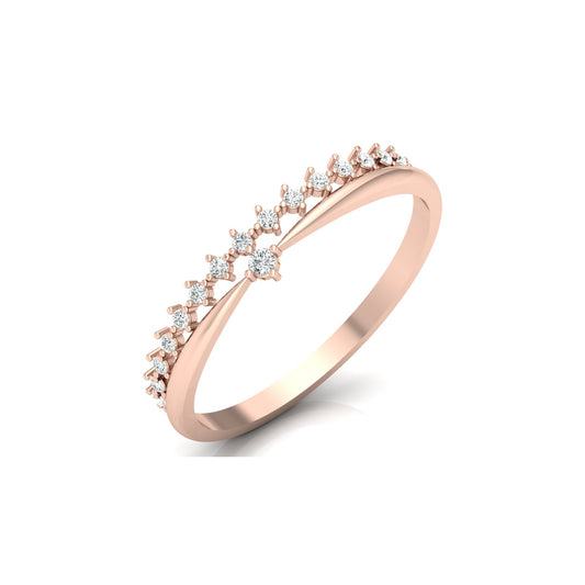 Round Cut Diamond Promise Ring for Wife Dainty Everyday Wear Band in 14K Solid Gold - HIGHCARAT DIAMONDS