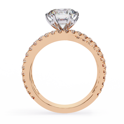 Round Cut Diamond Rose Gold Delicate 1.63 Ct  Three Row Pave Set Engagement Ring and Every Occasion Wear Ring - HIGHCARAT DIAMONDS