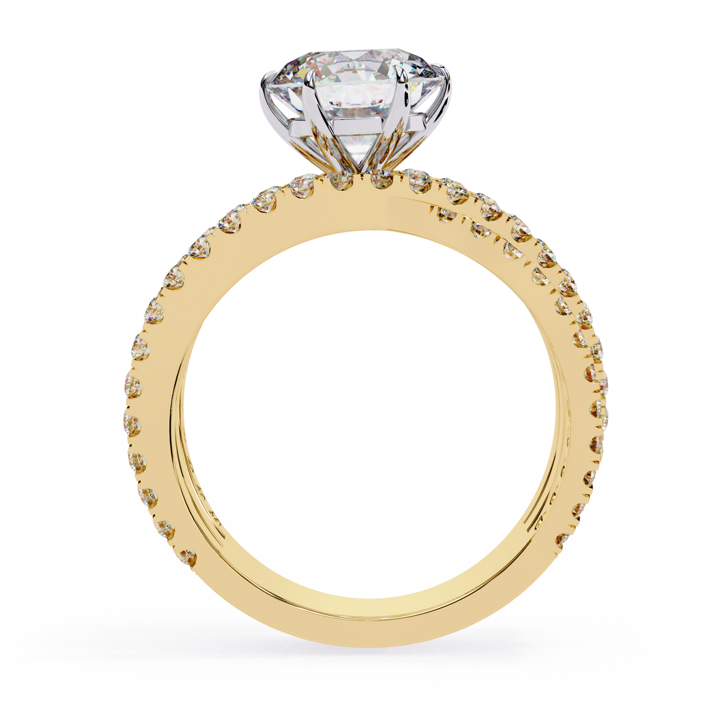 Round Cut Diamond Rose Gold Delicate 1.63 Ct  Three Row Pave Set Engagement Ring and Every Occasion Wear Ring - HIGHCARAT DIAMONDS