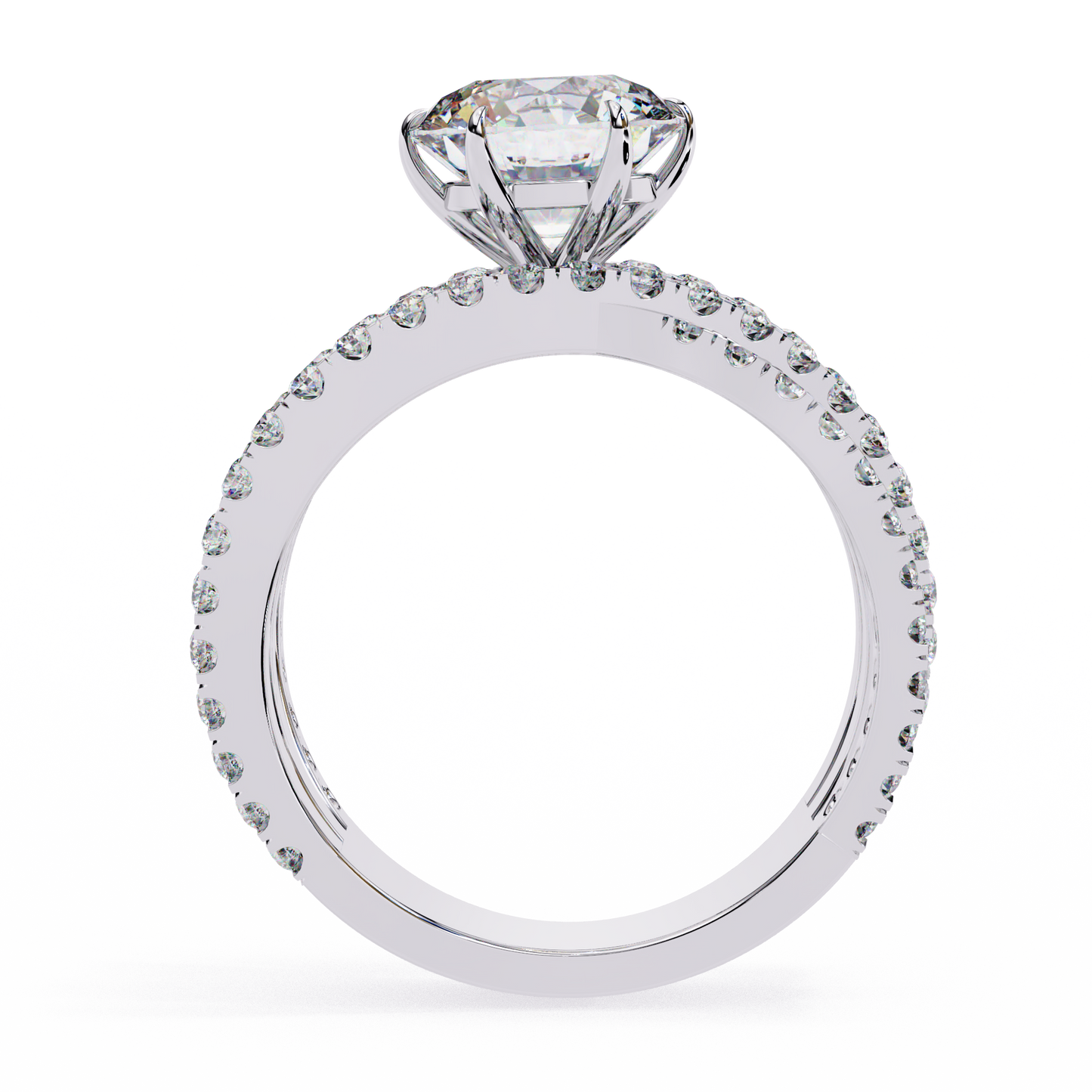 Round Cut Diamond Rose Gold Delicate 1.63 Ct  Three Row Pave Set Engagement Ring and Every Occasion Wear Ring - HIGHCARAT DIAMONDS