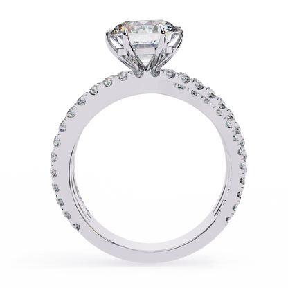 Round Cut Diamond Rose Gold Delicate 1.63 Ct  Three Row Pave Set Engagement Ring and Every Occasion Wear Ring - HIGHCARAT DIAMONDS