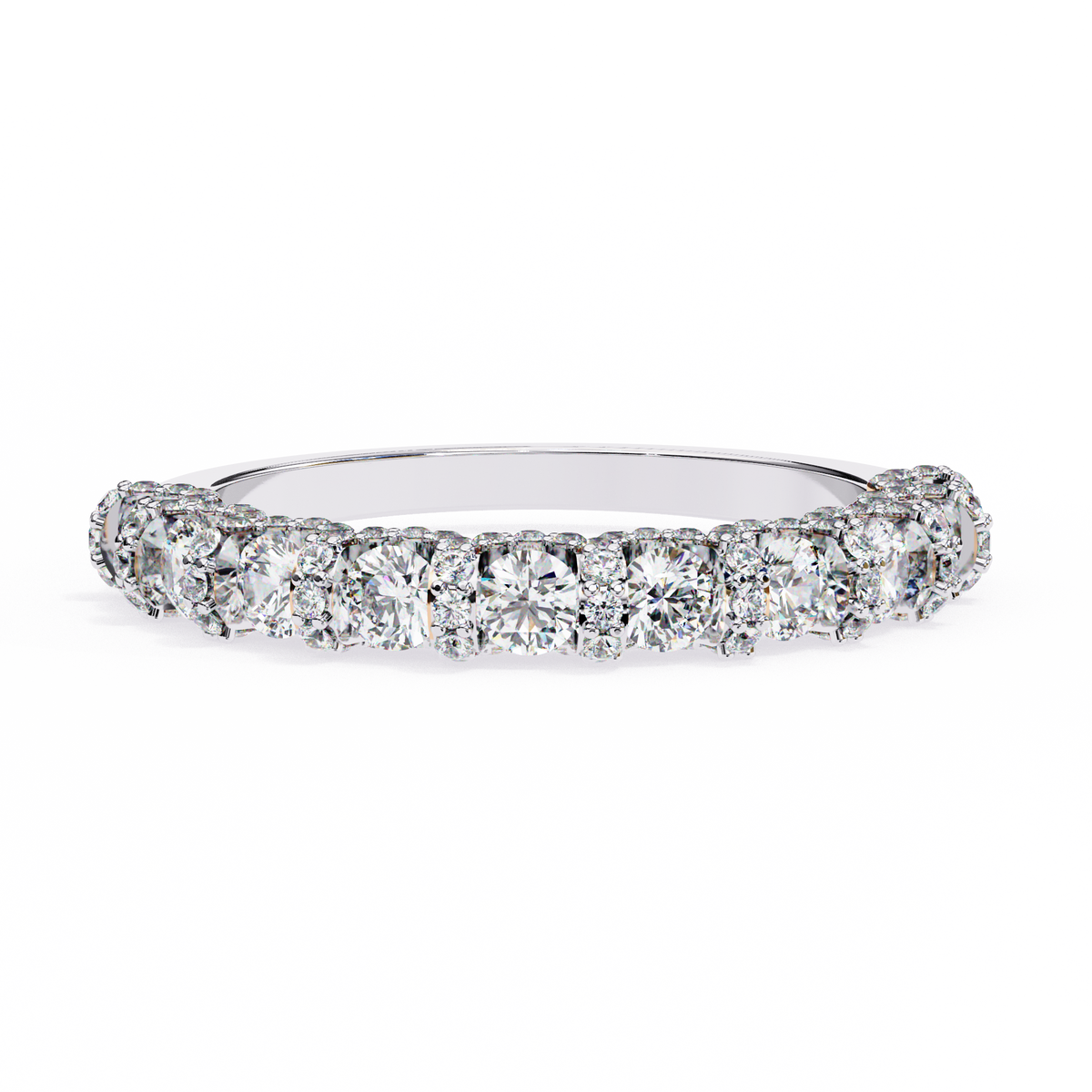 Round Cut Top Grade Diamond Elegance Classic Three Row Dainty Sparkling Proposer Ring For Women's - HIGHCARAT DIAMONDS
