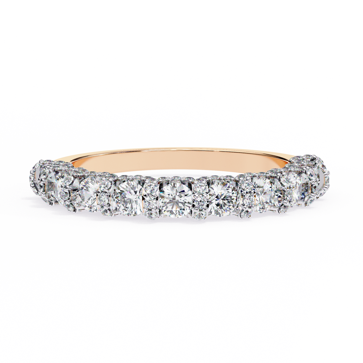 Round Cut Top Grade Diamond Elegance Classic Three Row Dainty Sparkling Proposer Ring For Women's - HIGHCARAT DIAMONDS