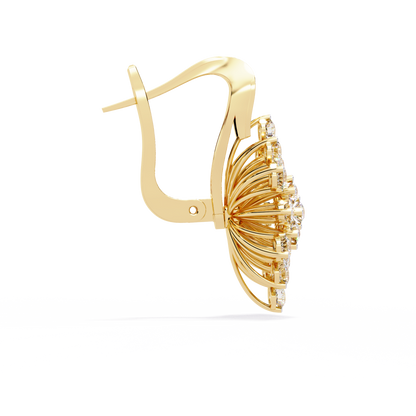 Round Cut Diamond Unique Flower Shape Stunning Prong Set Sparkling Dainty Hoop Earring Gift For Her