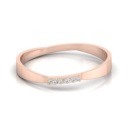 Round Cut Diamond Wedding Band Ring Natural Flow Design For Her 14K Solid Gold - HIGHCARAT DIAMONDS