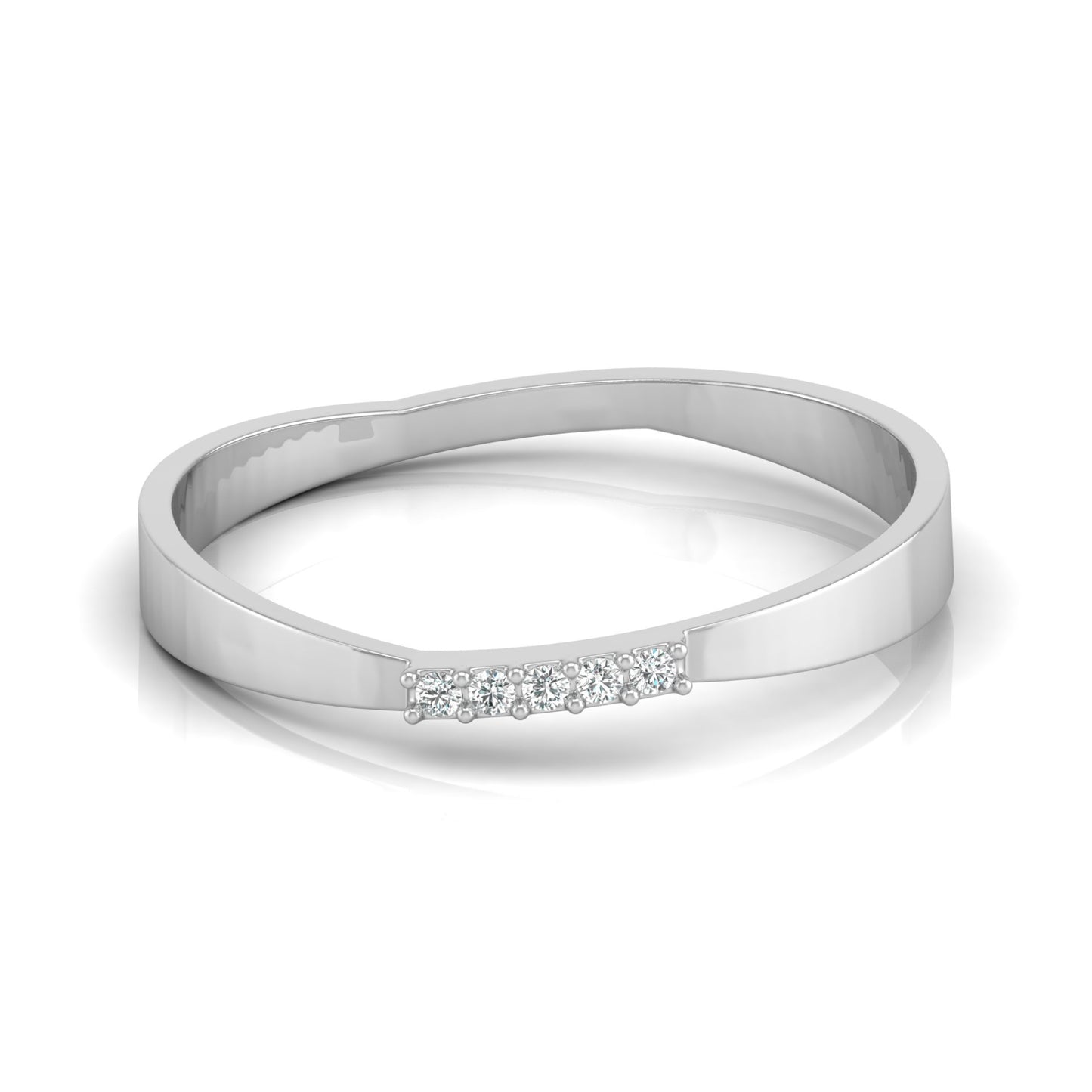 Round Cut Diamond Wedding Band Ring Natural Flow Design For Her 14K Solid Gold - HIGHCARAT DIAMONDS