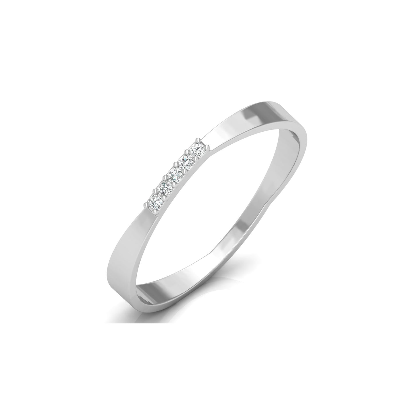 Round Cut Diamond Wedding Band Ring Natural Flow Design For Her 14K Solid Gold - HIGHCARAT DIAMONDS