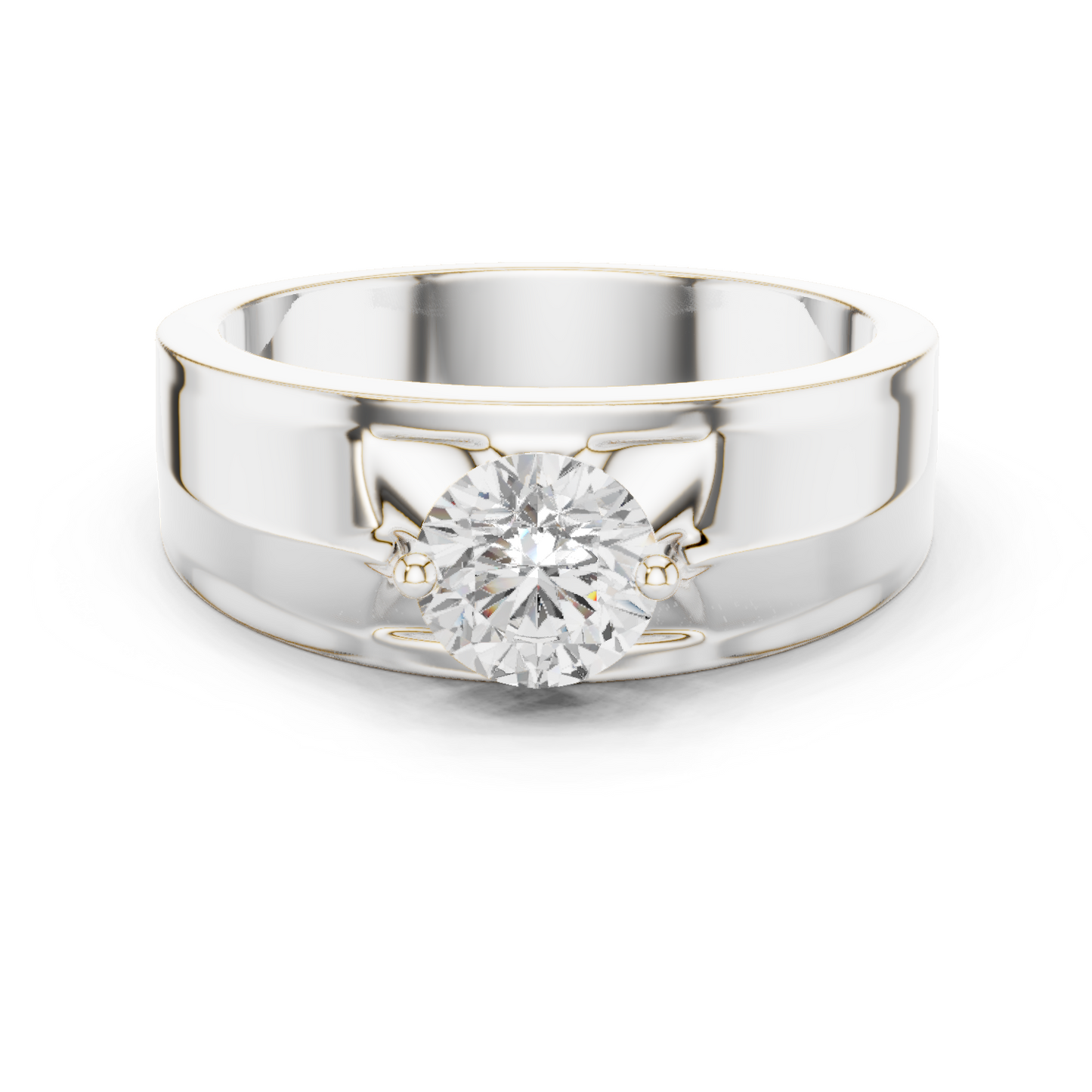 Round Shapes Lab grown One Stone New Unique Men's 14k Solid Rose Gold Diamond Ring - HIGHCARAT DIAMONDS