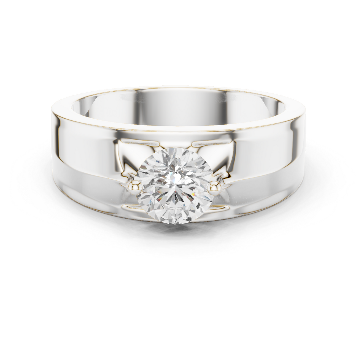 Round Shapes Lab grown One Stone New Unique Men's 14k Solid Rose Gold Diamond Ring - HIGHCARAT DIAMONDS