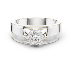 Round Shapes Lab grown One Stone New Unique Men's 14k Solid Rose Gold Diamond Ring - HIGHCARAT DIAMONDS