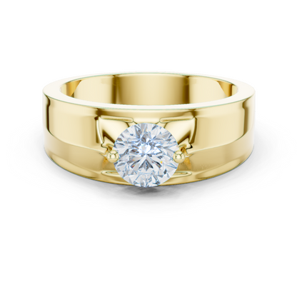 Round Shapes Lab grown One Stone New Unique Men's 14k Solid Rose Gold Diamond Ring - HIGHCARAT DIAMONDS