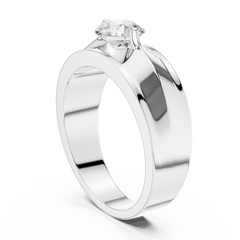 Round Shapes Lab grown One Stone New Unique Men's 14k Solid Rose Gold Diamond Ring - HIGHCARAT DIAMONDS