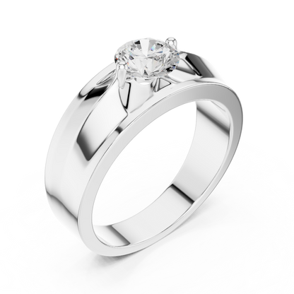 Round Shapes Lab grown One Stone New Unique Men's 14k Solid Rose Gold Diamond Ring - HIGHCARAT DIAMONDS