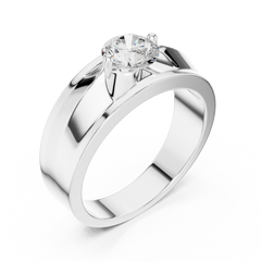 Round Shapes Lab grown One Stone New Unique Men's 14k Solid Rose Gold Diamond Ring - HIGHCARAT DIAMONDS