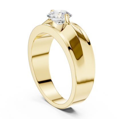 Round Shapes Lab grown One Stone New Unique Men's 14k Solid Rose Gold Diamond Ring - HIGHCARAT DIAMONDS
