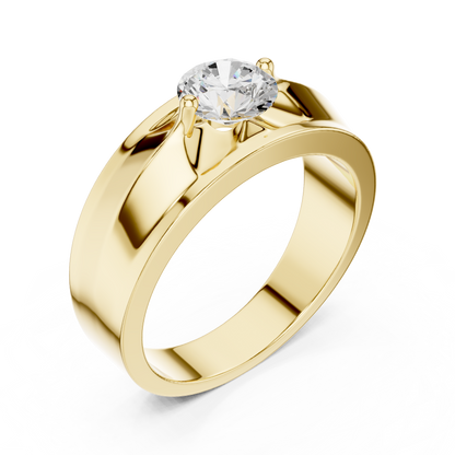 Round Shapes Lab grown One Stone New Unique Men's 14k Solid Rose Gold Diamond Ring - HIGHCARAT DIAMONDS