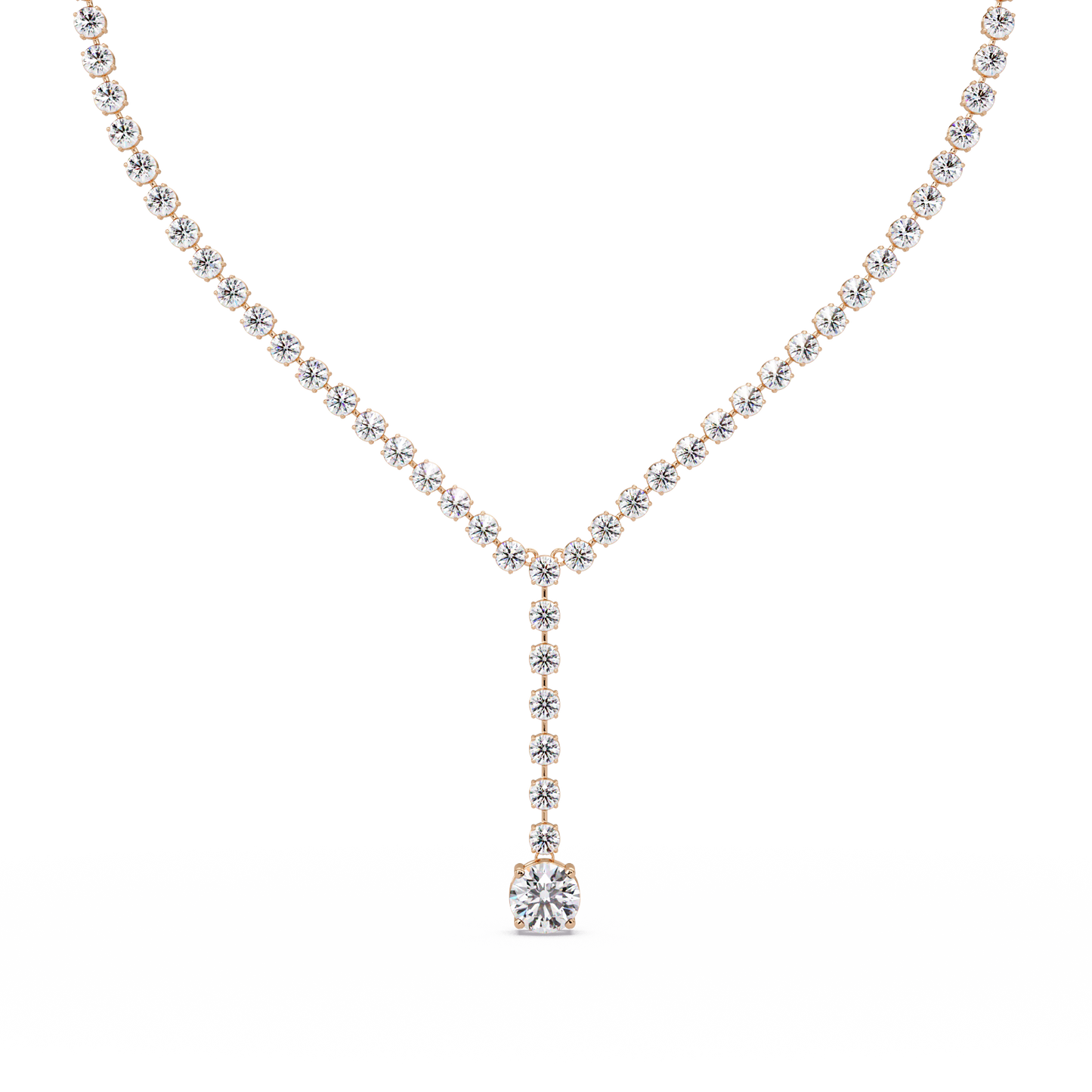 Round Cut Drops Shape Lab Grown Diamond Tennis Necklace - HIGHCARAT DIAMONDS