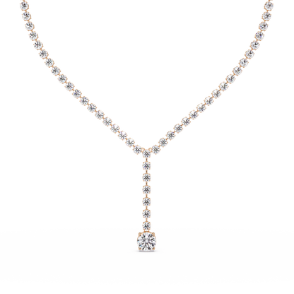 Round Cut Drops Shape Lab Grown Diamond Tennis Necklace - HIGHCARAT DIAMONDS