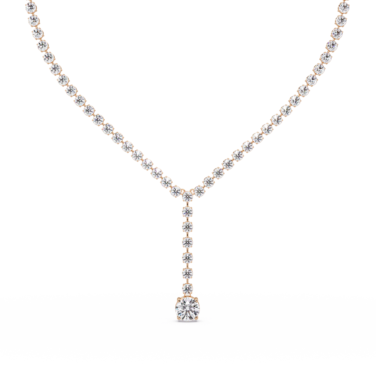 Round Cut Drops Shape Lab Grown Diamond Tennis Necklace - HIGHCARAT DIAMONDS
