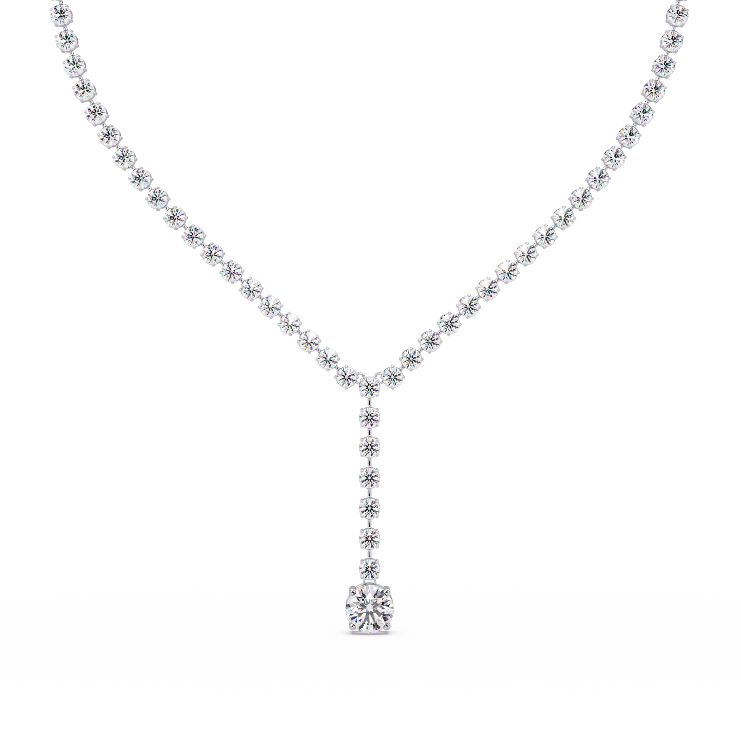 Round Cut Drops Shape Lab Grown Diamond Tennis Necklace - HIGHCARAT DIAMONDS