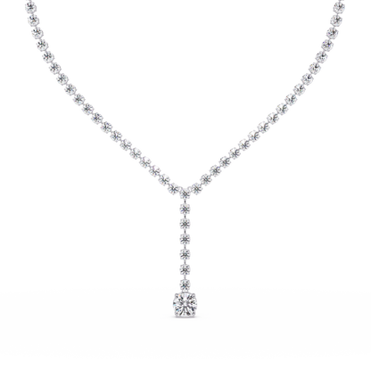 Round Cut Drops Shape Lab Grown Diamond Tennis Necklace - HIGHCARAT DIAMONDS