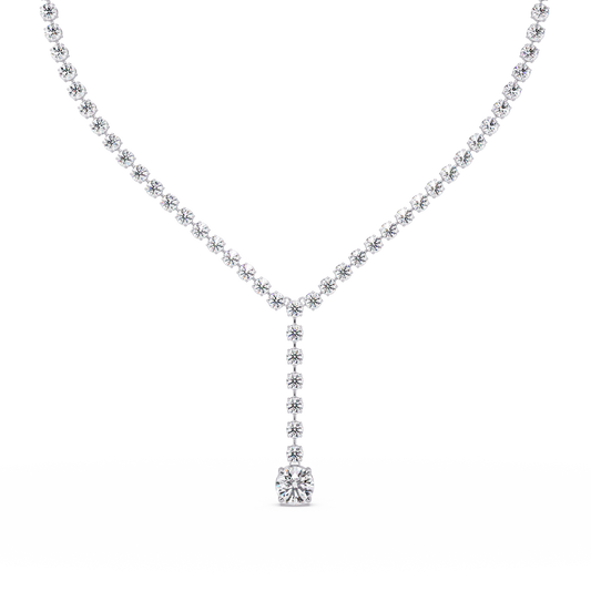 Round Cut Drops Shape Lab Grown Diamond Tennis Necklace - HIGHCARAT DIAMONDS
