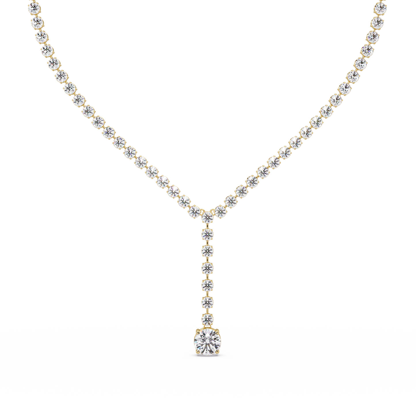 Round Cut Drops Shape Lab Grown Diamond Tennis Necklace - HIGHCARAT DIAMONDS