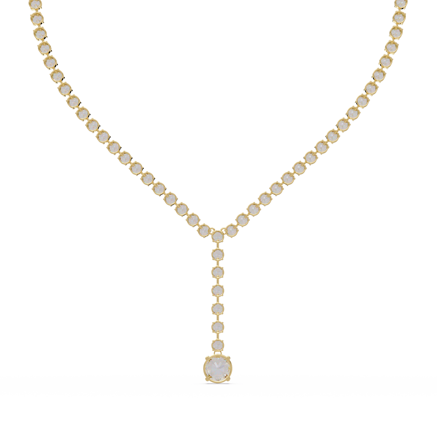 Round Cut Drops Shape Lab Grown Diamond Tennis Necklace - HIGHCARAT DIAMONDS