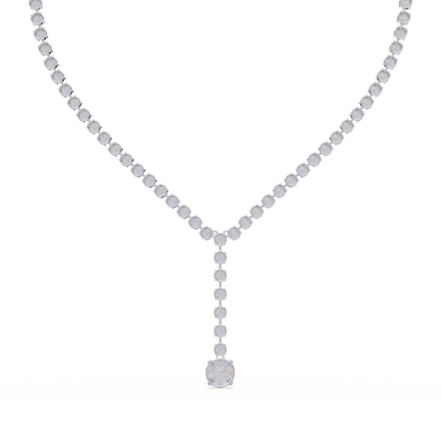 Round Cut Drops Shape Lab Grown Diamond Tennis Necklace - HIGHCARAT DIAMONDS