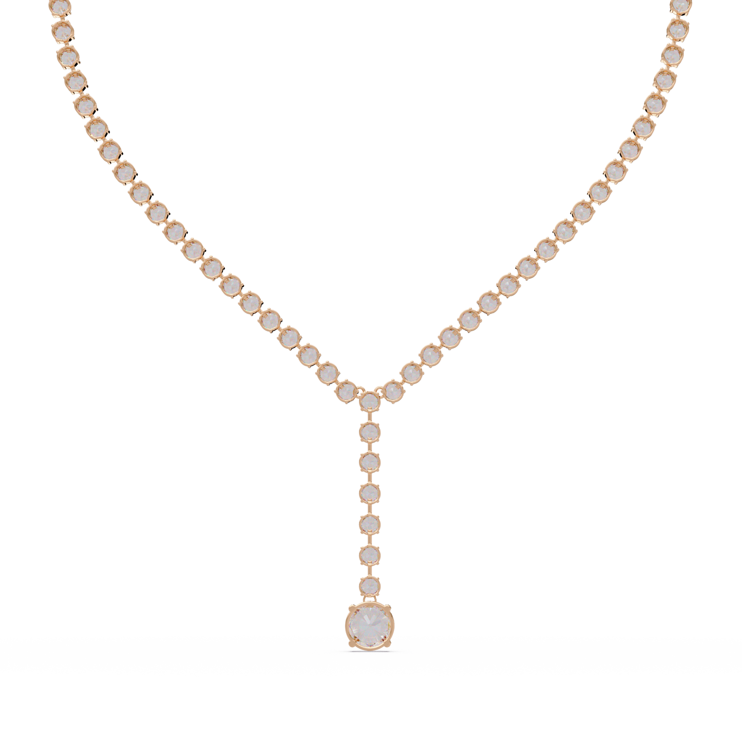 Round Cut Drops Shape Lab Grown Diamond Tennis Necklace - HIGHCARAT DIAMONDS