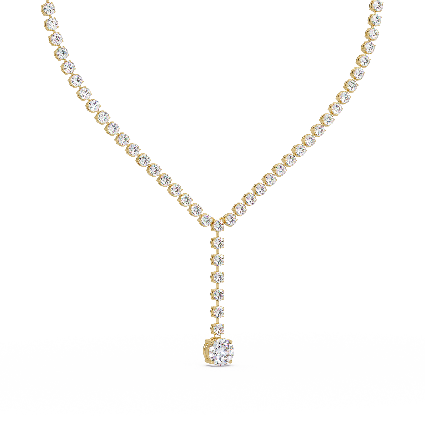Round Cut Drops Shape Lab Grown Diamond Tennis Necklace - HIGHCARAT DIAMONDS