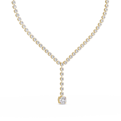 Round Cut Drops Shape Lab Grown Diamond Tennis Necklace - HIGHCARAT DIAMONDS