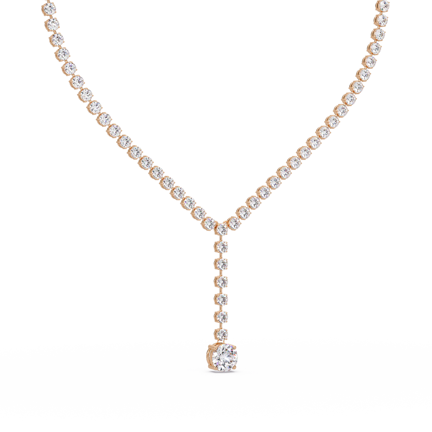 Round Cut Drops Shape Lab Grown Diamond Tennis Necklace - HIGHCARAT DIAMONDS