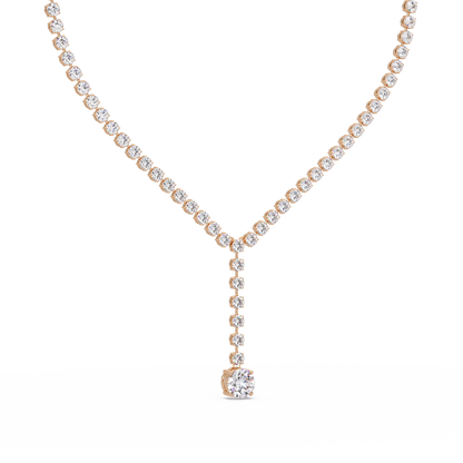 Round Cut Drops Shape Lab Grown Diamond Tennis Necklace - HIGHCARAT DIAMONDS