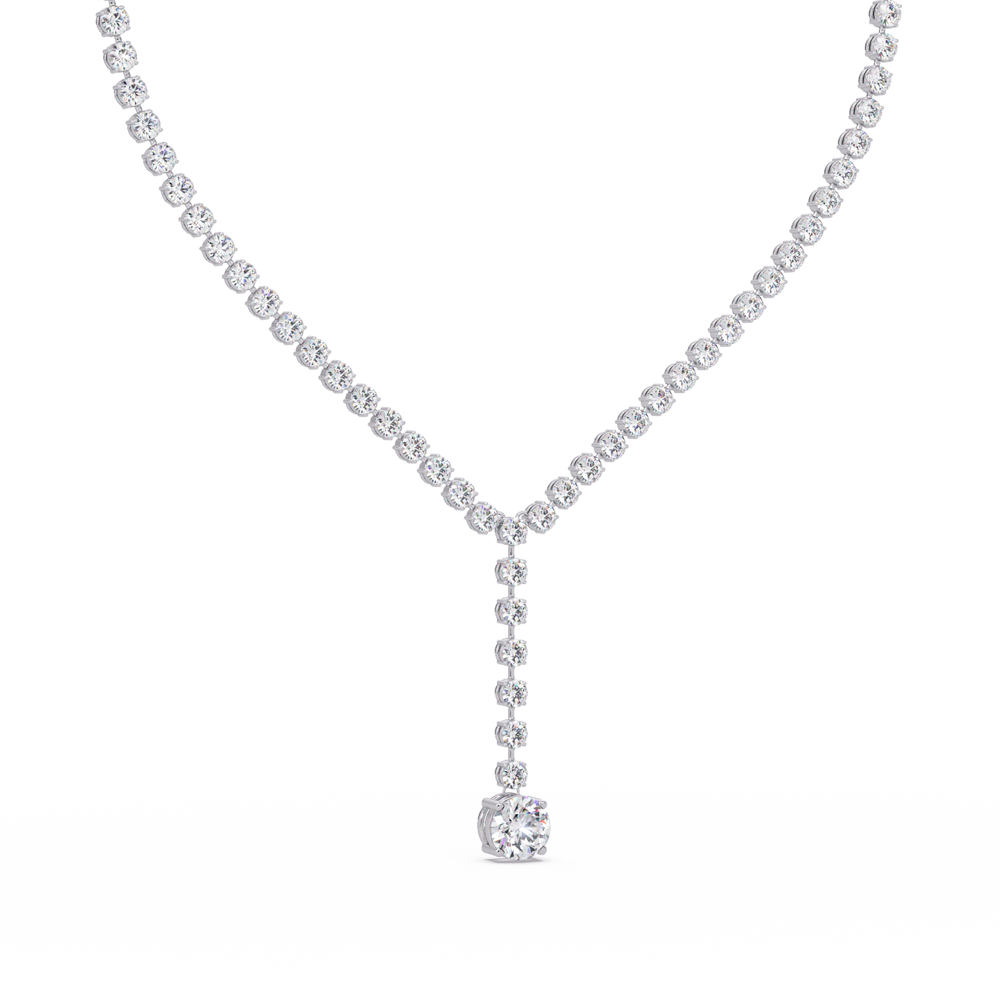 Round Cut Drops Shape Lab Grown Diamond Tennis Necklace - HIGHCARAT DIAMONDS