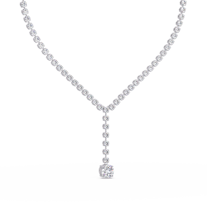 Round Cut Drops Shape Lab Grown Diamond Tennis Necklace - HIGHCARAT DIAMONDS