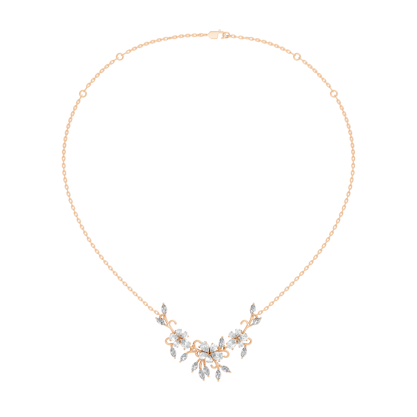 Round Cut Elegant Jewelry For Women New Pendant Natural Diamond Golden Blossom