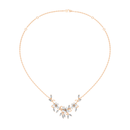 Round Cut Elegant Jewelry For Women New Pendant Natural Diamond Golden Blossom