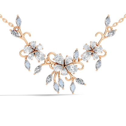 Round Cut Elegant Jewelry For Women New Pendant Natural Diamond Golden Blossom