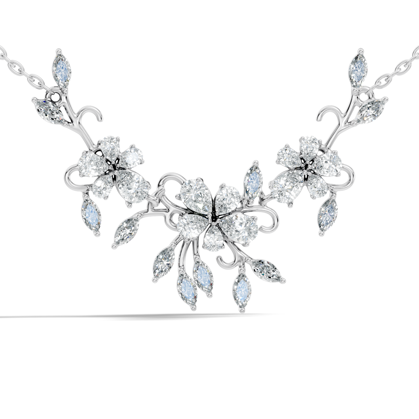 Round Cut Elegant Jewelry For Women New Pendant Natural Diamond Golden Blossom