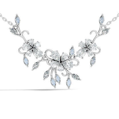 Round Cut Elegant Jewelry For Women New Pendant Natural Diamond Golden Blossom