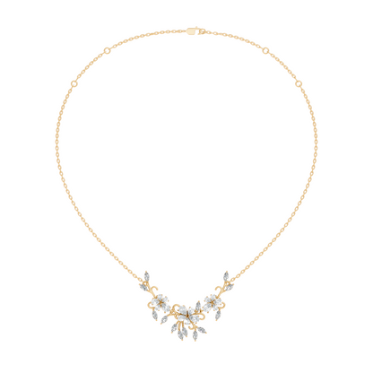 Round Cut Elegant Jewelry For Women New Pendant Natural Diamond Golden Blossom