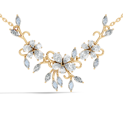 Round Cut Elegant Jewelry For Women New Pendant Natural Diamond Golden Blossom