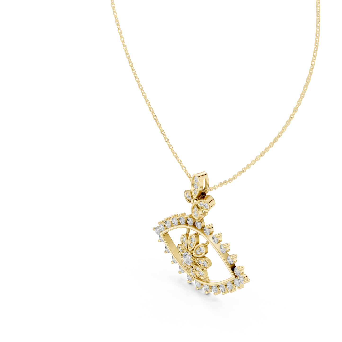 Round Cut Eyes Shape 18k Solid Gold Every Shiny Wear Diamond Pendant For Her