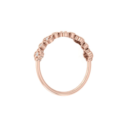 Round Cut Floral Diamond Band Ring In 18K Solid Gold Dainty Minimal & Stackable Gold Ring - HIGHCARAT DIAMONDS