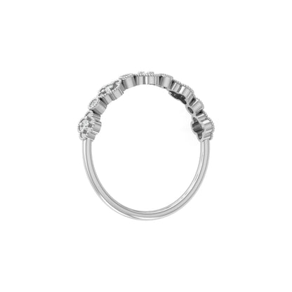 Round Cut Floral Diamond Band Ring In 18K Solid Gold Dainty Minimal & Stackable Gold Ring - HIGHCARAT DIAMONDS