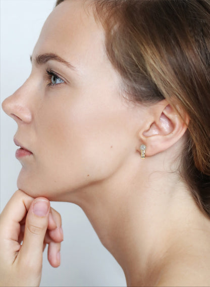 Round Cut Halo Set Lab Grown Diamond Hoop Earring - HIGHCARAT DIAMONDS
