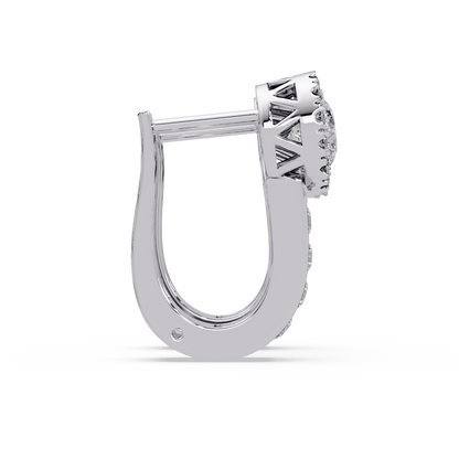 Round Cut Halo Set Lab Grown Diamond Hoop Earring - HIGHCARAT DIAMONDS