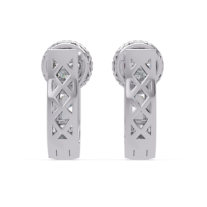 Round Cut Halo Set Lab Grown Diamond Hoop Earring - HIGHCARAT DIAMONDS